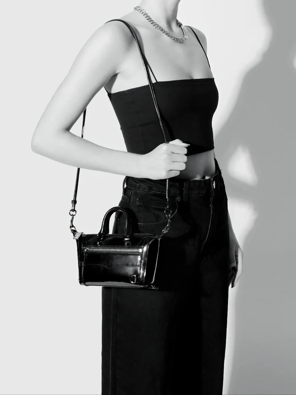 Rebecca Minkoff Black Patent Leather Mini Satchel Crossbody Bag NWT